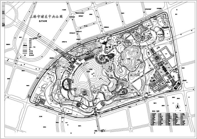 某市某中央公园规划设计总平面图纸_图1