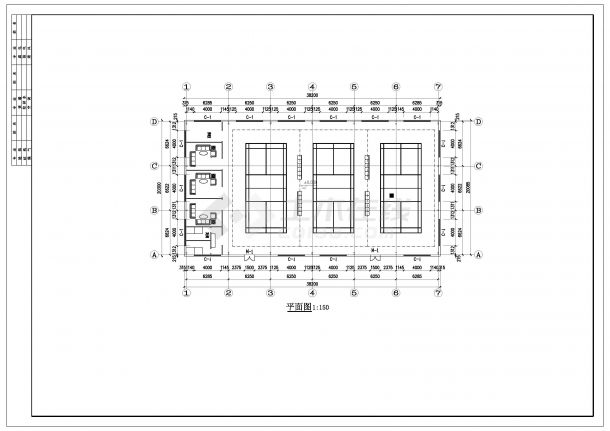 某酒店轻钢结构羽毛球场施工图-图一