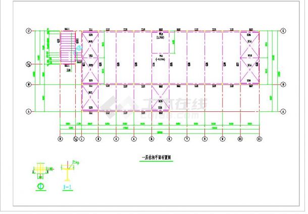 完整钢结构厂房施工图纸cad（全套、共32张）-图二