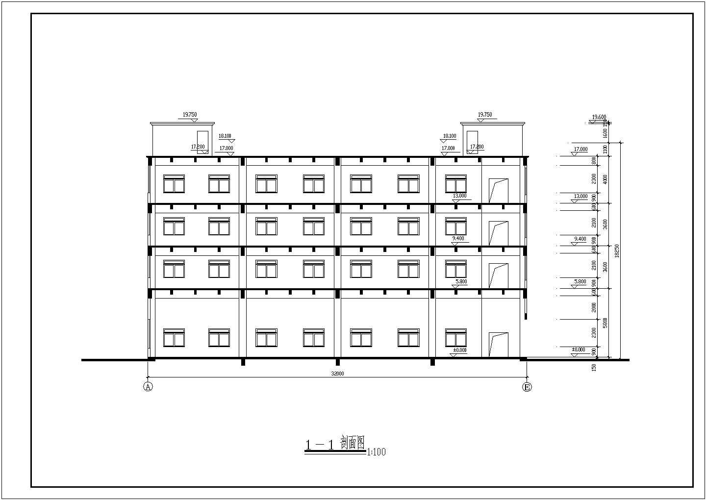 非常详细的带天窗多层厂房建筑设计全套CAD施工图（含说明）