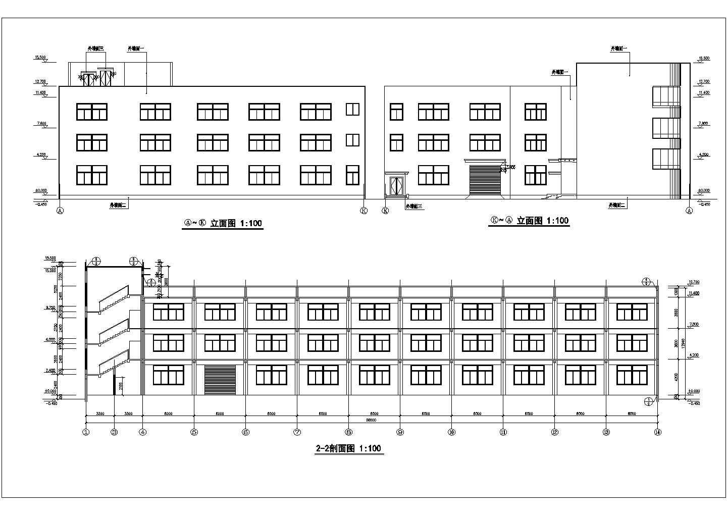 地上3层厂房建筑设计全套施工图纸