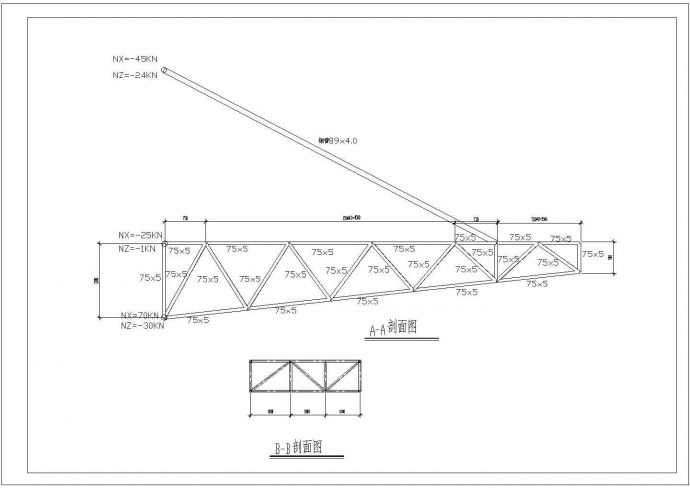 某钢结构雨蓬厂房、节点大样图全套CAD设计图纸_图1