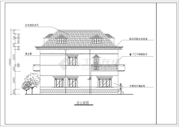 某城市独栋美观二层别墅建筑设计图-图二