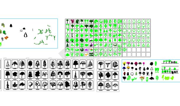 园林绿化植物平面cad植物立面cad图块合集（经典图块）-图二