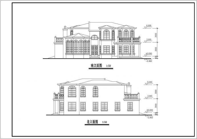 古典风格二层舒适别墅建筑设计图纸_图1
