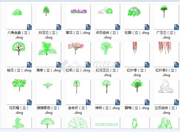 园林景观cad设计图块花草cad图块单个树cad图块（400多个史上最全）-图一