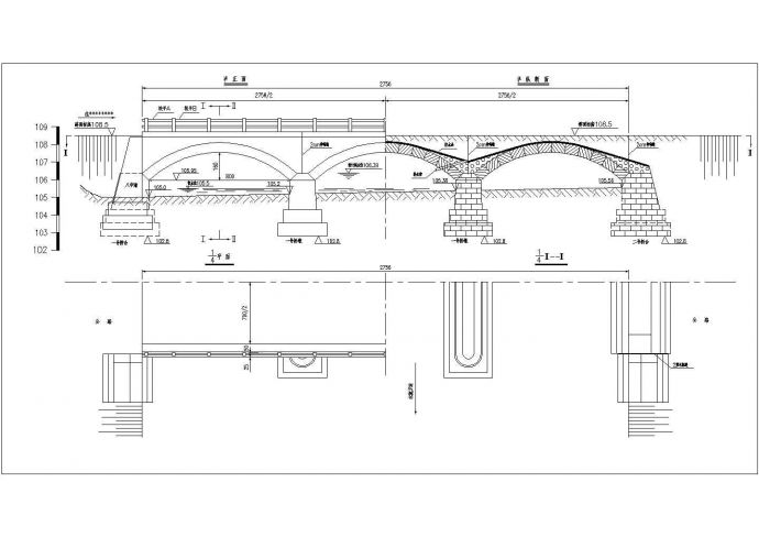 传统风格的石拱桥cad施工设计图纸_图1