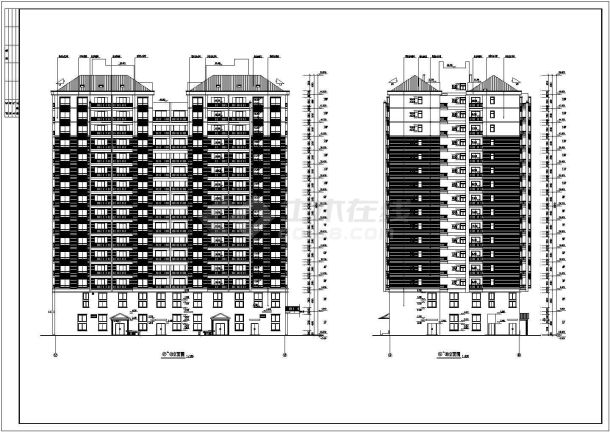 某高层商务住宅大楼建筑CAD全套设计施工图-图二