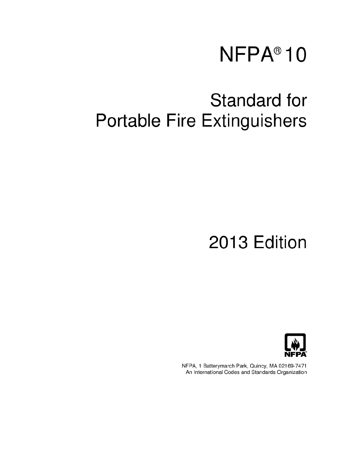 NFPA10 灭火器最新版本规范