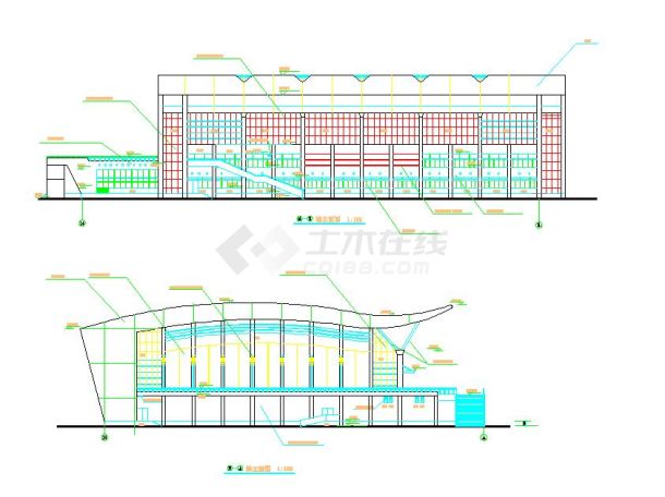 某小型大学体育馆建筑施工图（共7张）-图二