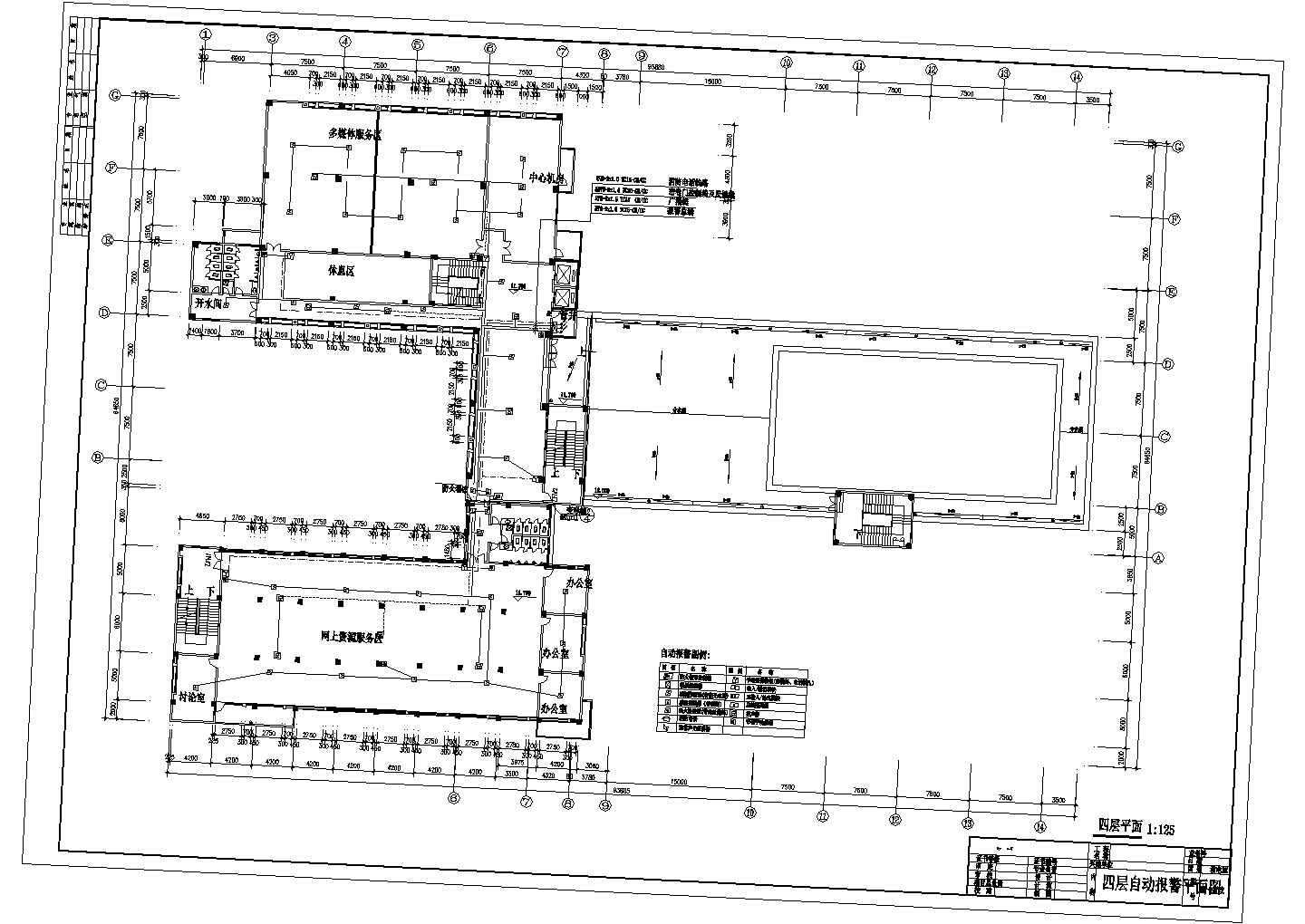某地5层大学图书馆消防电气施工设计图（自动报警系统）