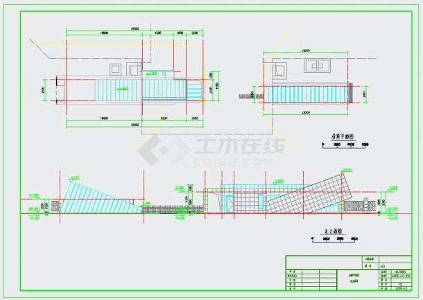 某小区砖混结构大门建筑设计CAD方案图-图二