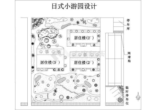 简约日式小游园景观规划设计平面图纸-图一