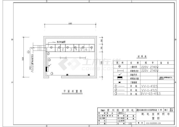 某地公司电气配电室照明布置设计图-图一