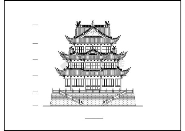 某地小型庙寺万佛殿建筑设计立面图-图一