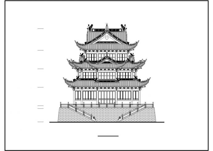 某地小型庙寺万佛殿建筑设计立面图_图1