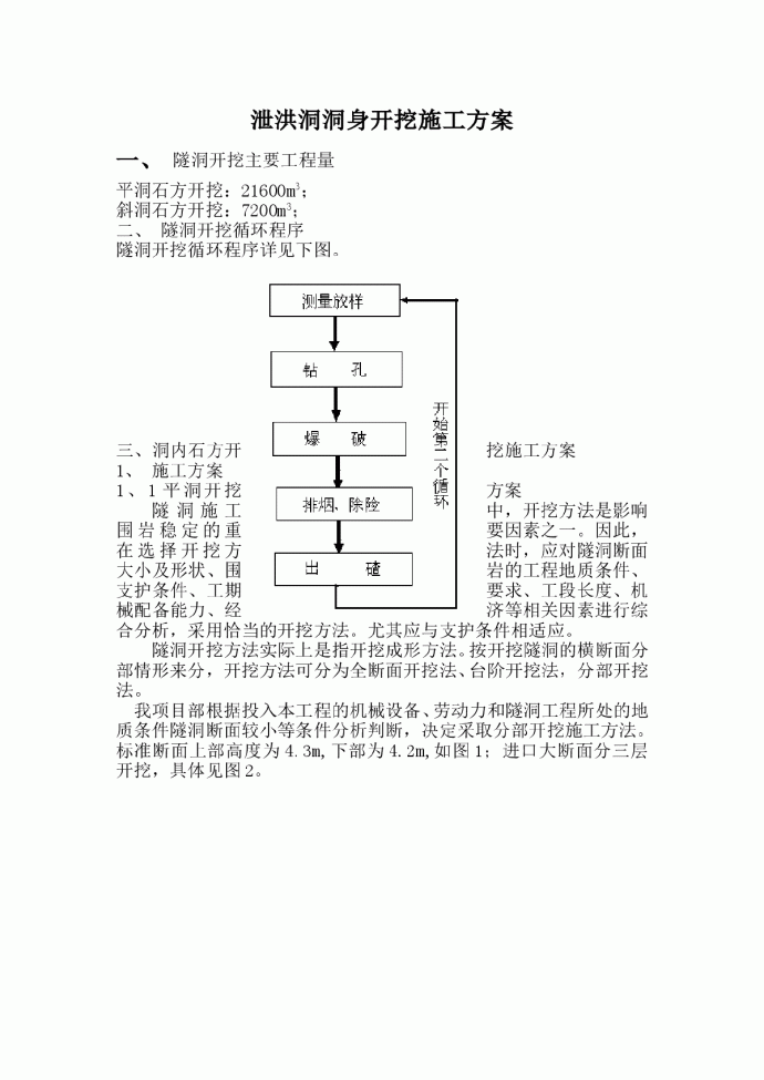 泄洪洞洞身开挖施工组织设计方案_图1