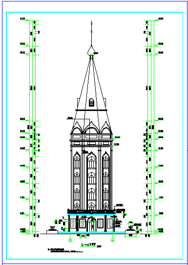 非常实用的一整套欧式观光塔建筑CAD设计施工图-图一