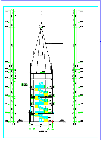 非常实用的一整套欧式观光塔建筑CAD设计施工图-图二