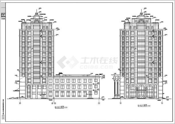 15层工会综合大楼建筑设计施工图纸-图二