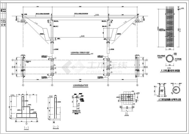 某地区过街天桥cad道路设计施工图纸-图二