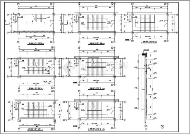 非常实用的多层住宅楼标准楼梯建筑设计CAD施工节点大样图-图一
