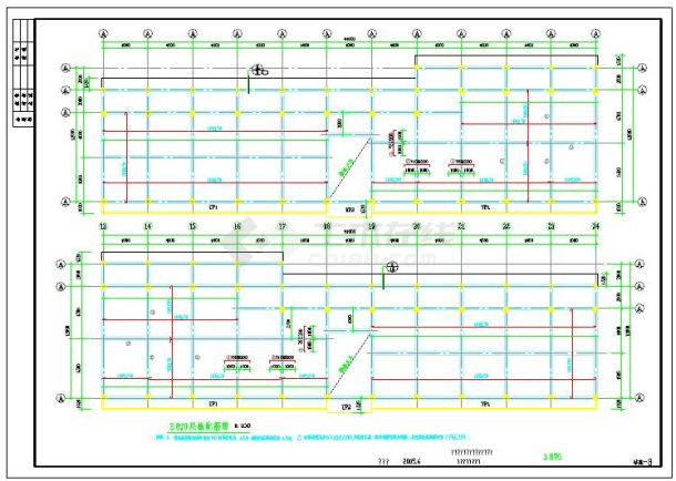 三层管理用房结构设计CAD施工图纸-图一
