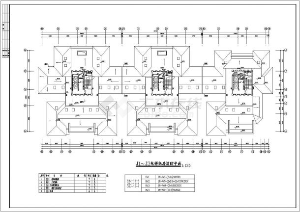 某地区居住建筑电气设计屋面平面图-图一