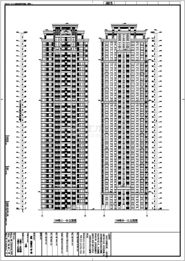 【浙江】33层欧式塔式高层住宅楼建筑施工图-图一