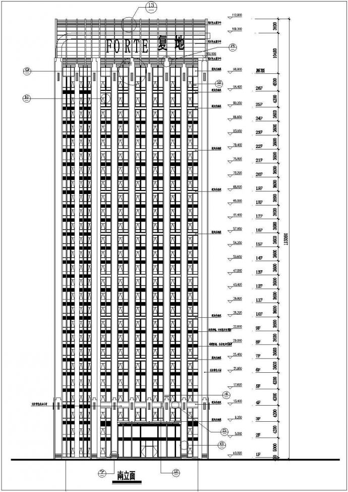 【温州】26层欧式高层办公楼建筑设计方案图_图1
