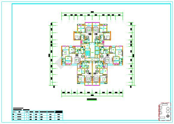 30x29.5米小高层住宅一梯四户型平面图（500平方米）-图二