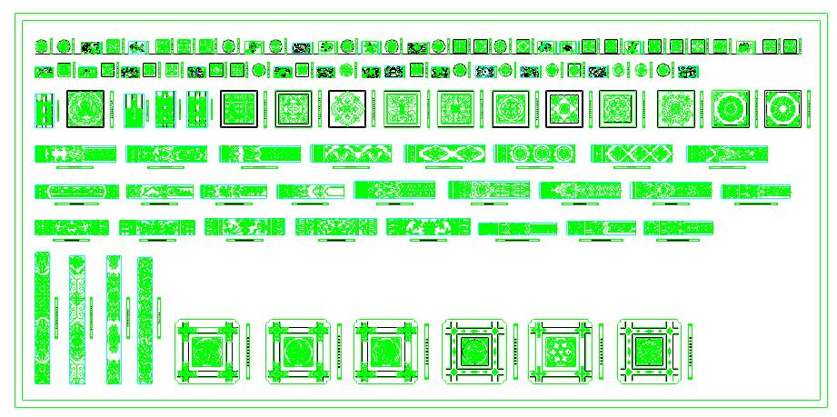 全套木雕装饰CAD图块下载（含各种花纹）