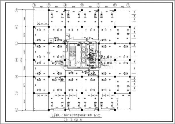 某城市十五层购物中心空调水管施工图纸-图一