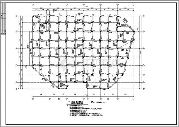 【安徽】四层框架结构精品装饰城结构施工图-图二