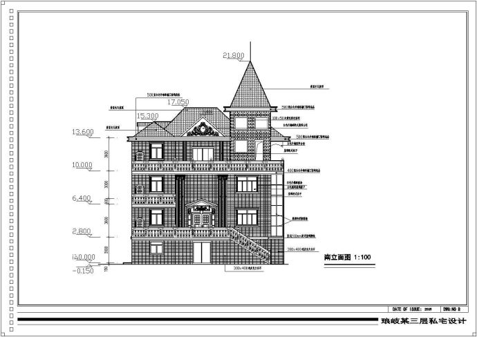 三层带阁楼复古独栋别墅建筑结构图_图1