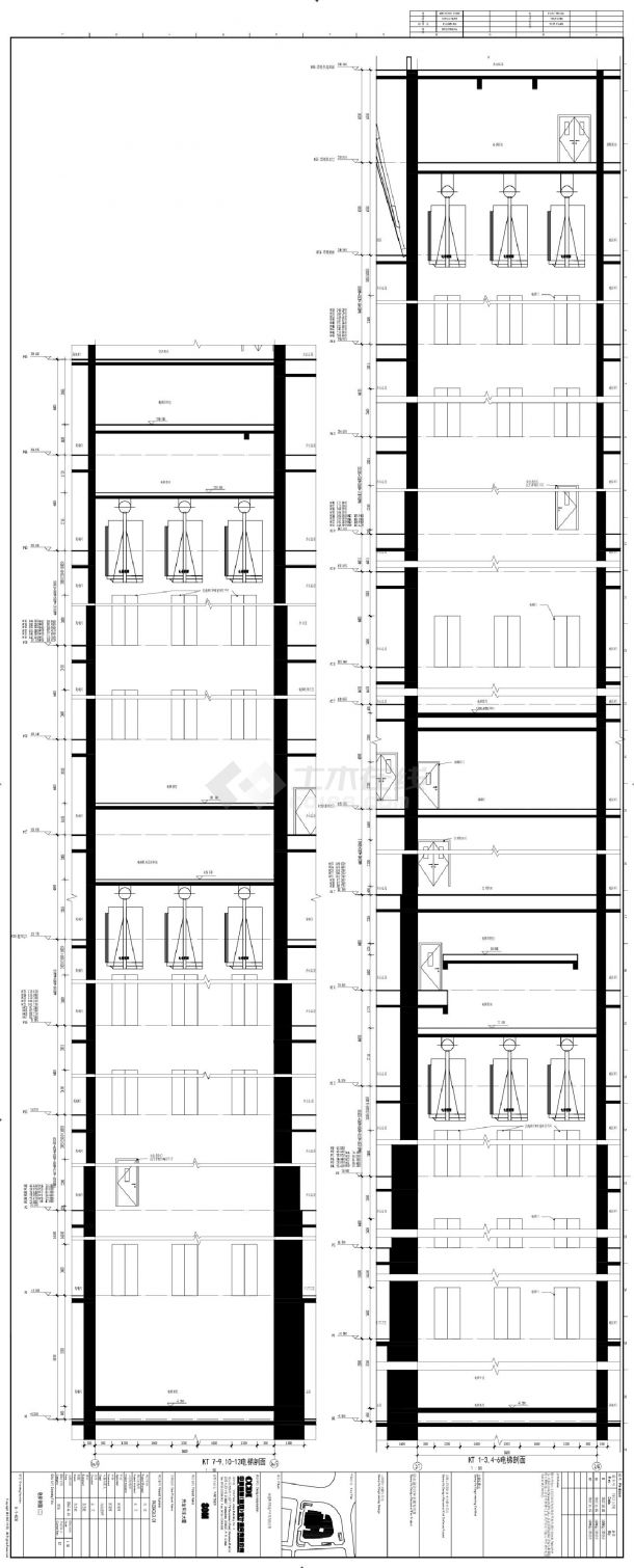 升龙环球大厦-建施-电梯剖面CAD图-图二