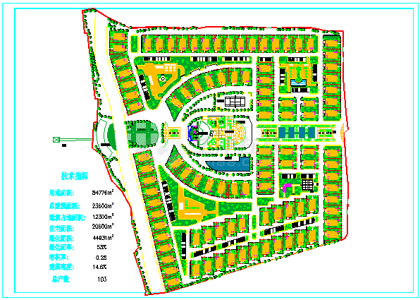 84776平方米高档别墅住宅区景观规划设计图纸-图一