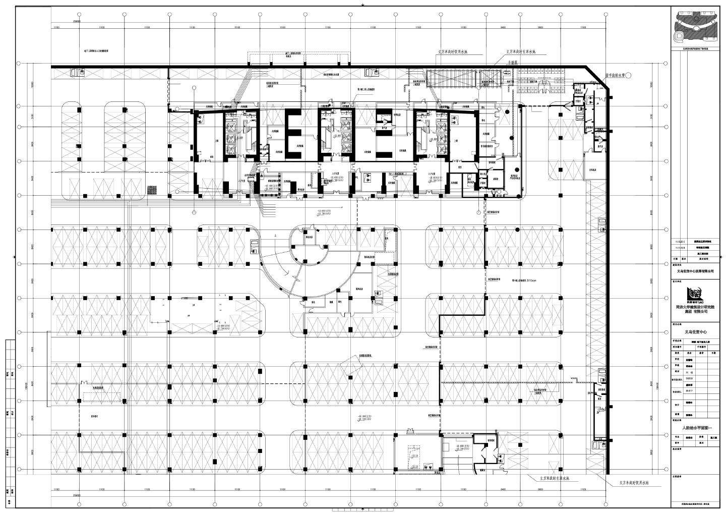 义乌世贸中心裙楼地下室及人防-平面CAD图