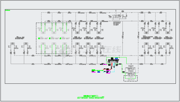 空气处理机组乙二醇热回收系统图（2张CAD图）-图一