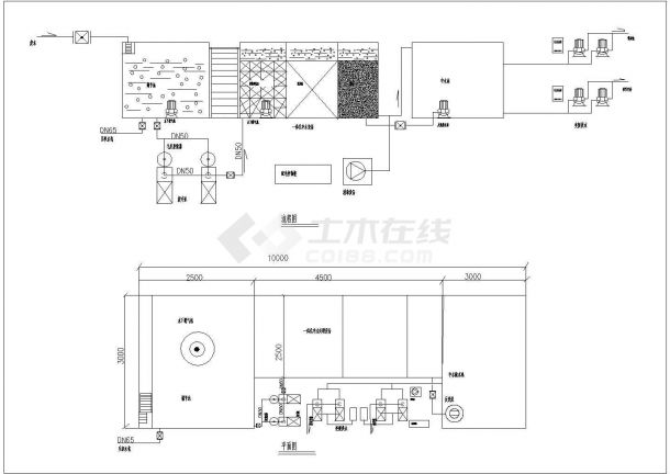 中小型中水处理工程cad施工设计图纸-图一