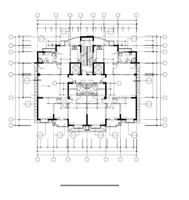 某某机械部设计二院建筑结构平面图CAD图-图一