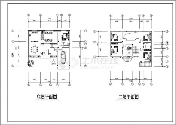 简单砖混二层农村房屋建筑设计户型图-图二