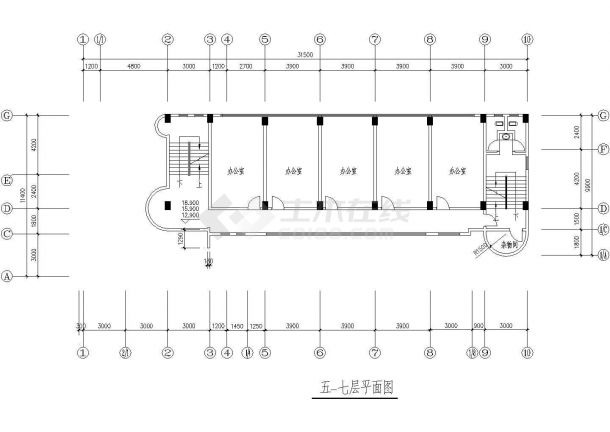 某地区办公大楼cad平面设计施工图纸-图二