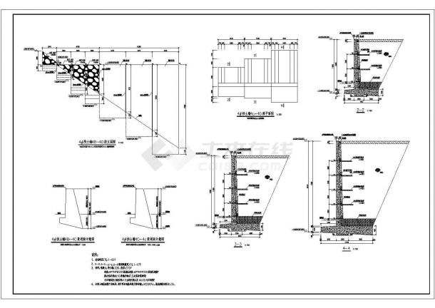 某扶壁式挡土墙建筑设计CAD套图-图二
