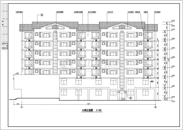 7层底商住宅楼建筑设计图纸（全套大型、标注详细）-图一
