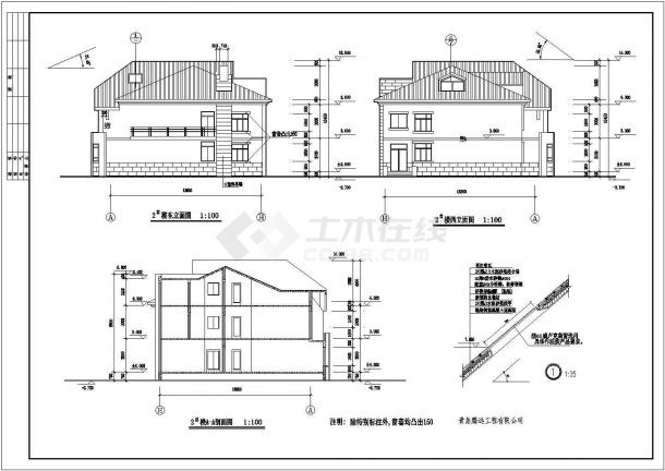 3套完整的现代风格小别墅建筑设计施工图（3套完整、详细大样图）-图一