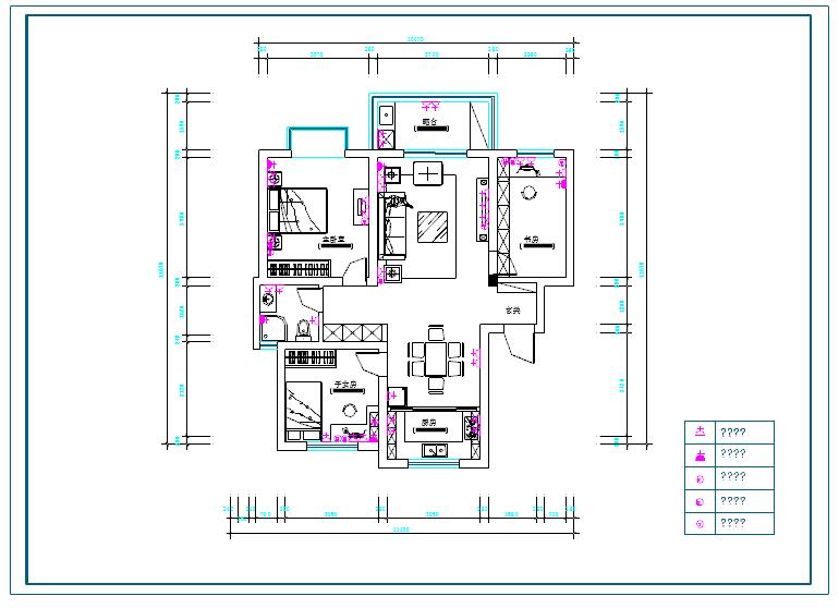 全套现代风格三居室CAD装修设计施工图