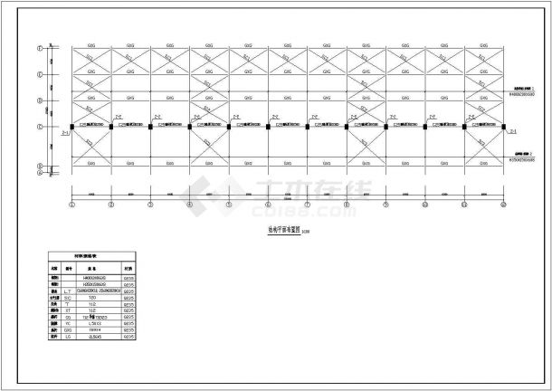 某铁路站台钢结构雨棚全套结构施工图-图二