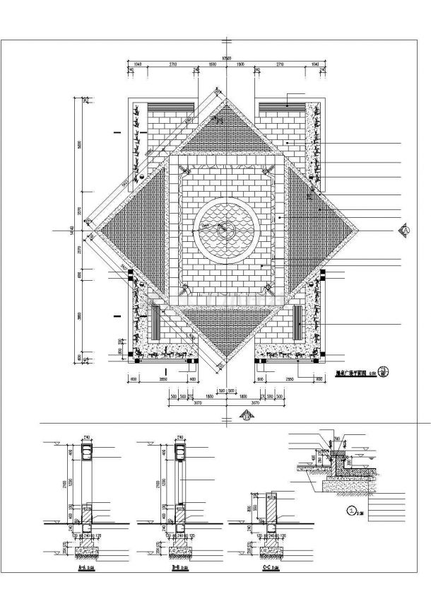 涌泉广场公园景观设计施工详图（带盲道图）-图一