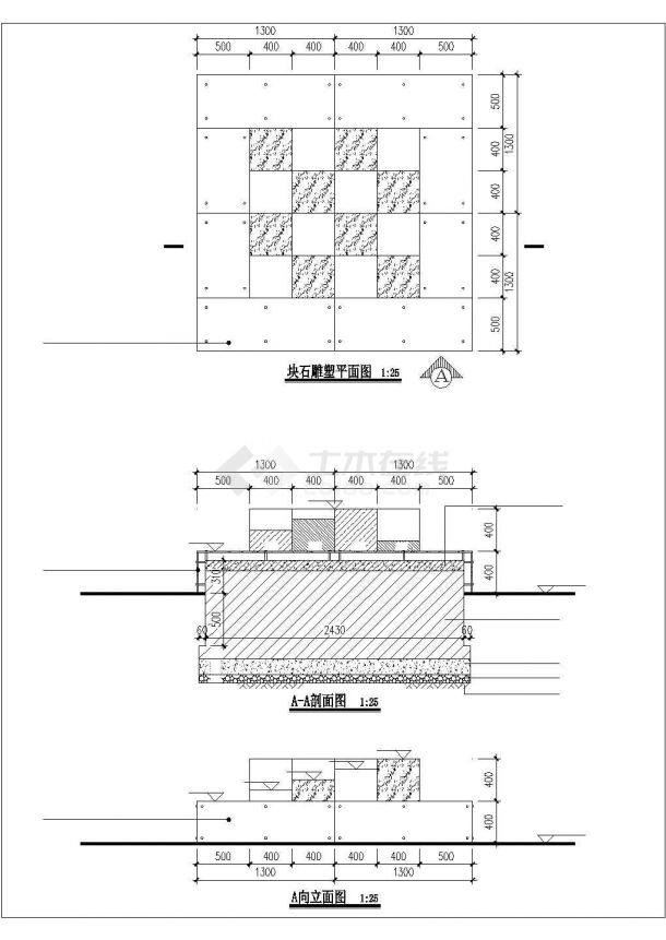 涌泉广场公园景观设计施工详图（带盲道图）-图二
